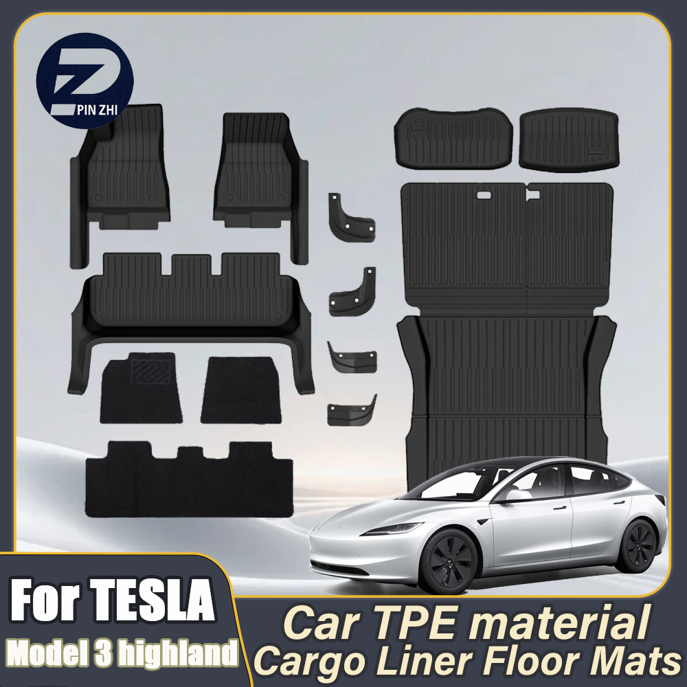 Car Floor Mat - แผ่นรองพื้นรถยนต์แบบครอบคลุมทุกส่วน ป้องกันรอยขีดข่วน สำหรับรถยนต์เทสล่า รุ่น 3 ไฮแลนด์