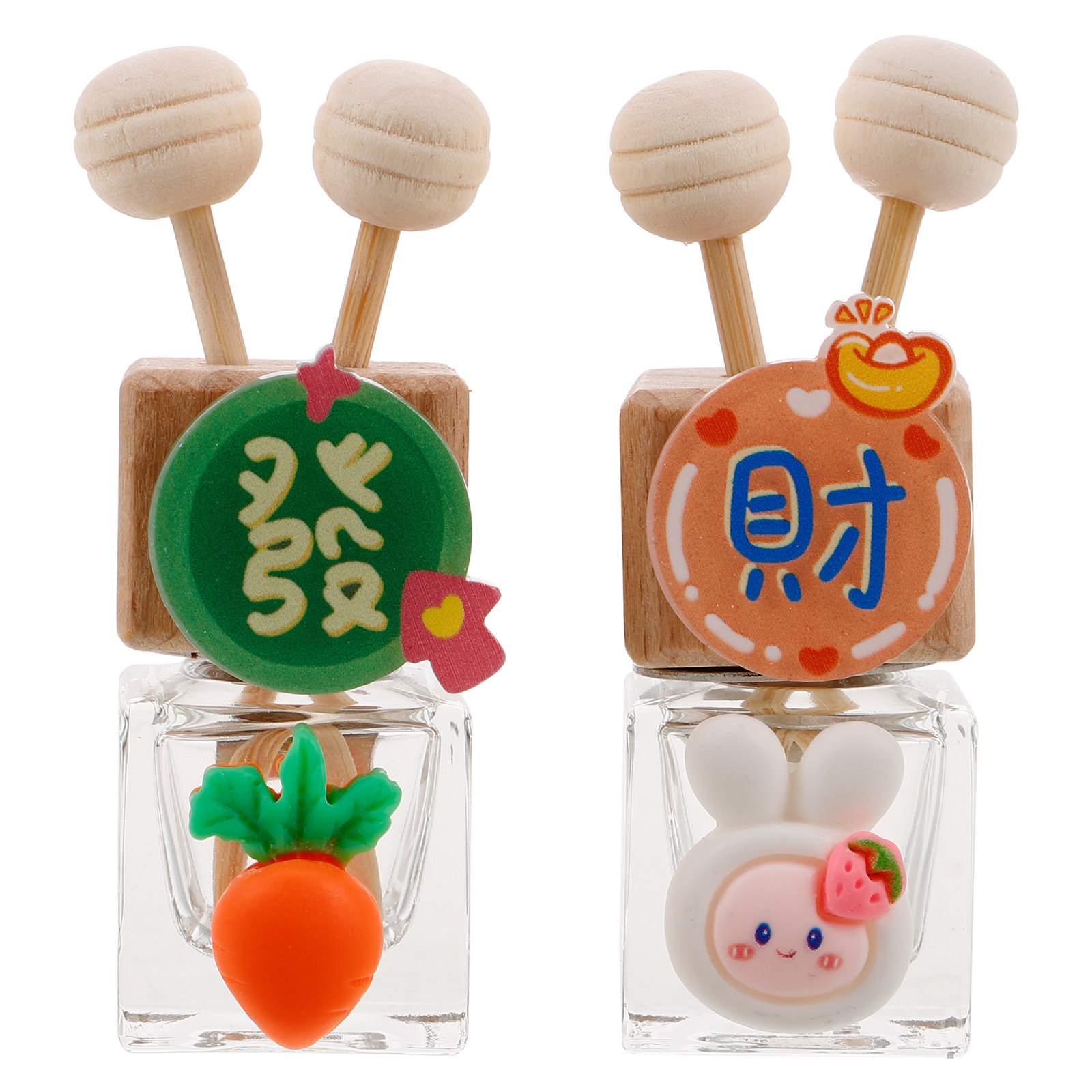 Car Air Freshener - 2 ชิ้น ขวดแก้วสำหรับใส่น้ำมันหอมระเหยในรถยนต์ แบบเติมได้ คลิปติดช่องแอร์ น้ำหอมปรับอากาศในรถยนต์