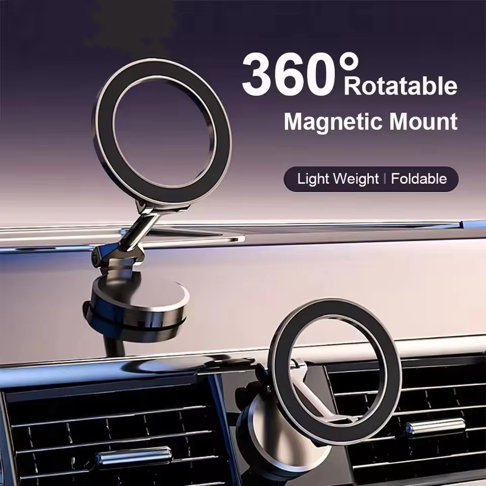 Car Phone Holder - ที่วางโทรศัพท์มือถือในรถยนต์แบบแม่เหล็กพับได้สำหรับ MagSafe 360 ° ขาตั้งแม่เหล็กปรับระดับได้สำหรับติดตั้งในรถยนต์สำหรับ iPhone