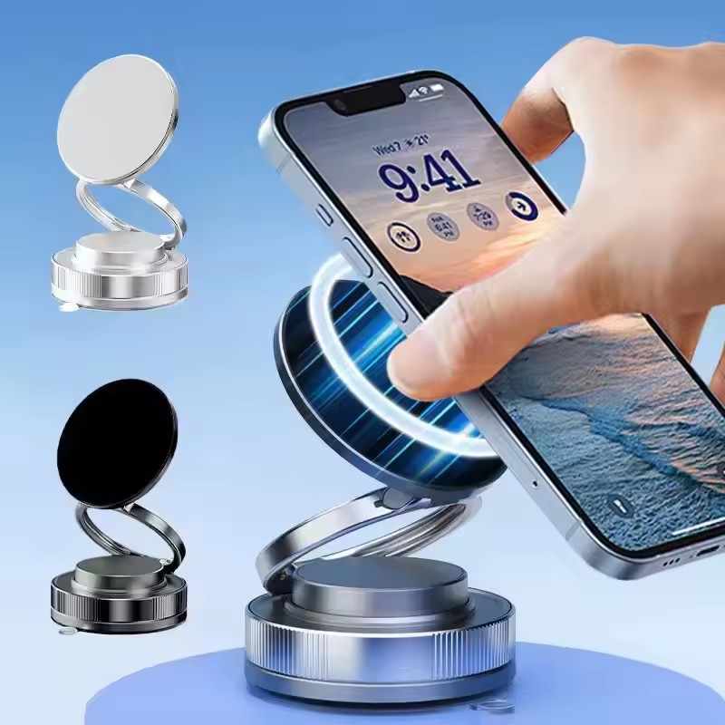Car Vacuum - ที่วางโทรศัพท์แบบแม่เหล็กสองด้านแบบพับได้สำหรับครัวและรถยนต์ รุ่น 2026 สำหรับ iPhone และสมาร์ทโฟน