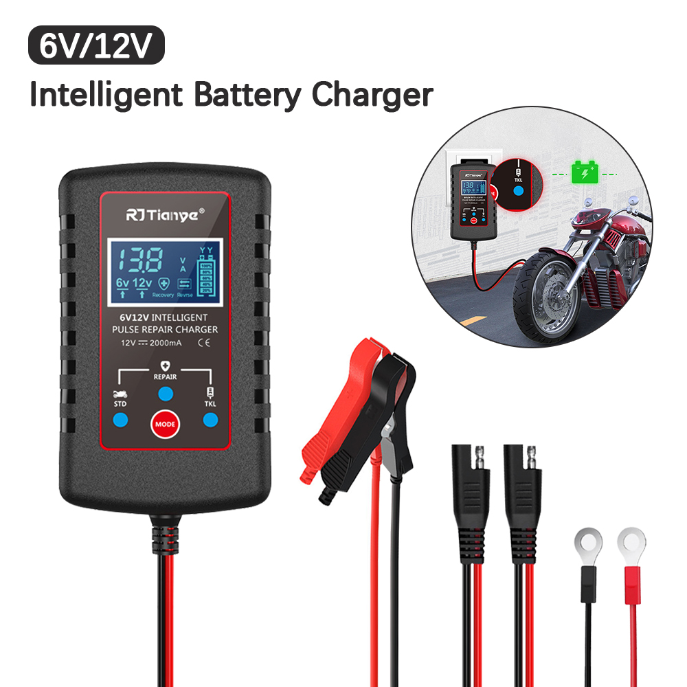 Car Charger - เครื่องชาร์จแบตเตอรี่อัจฉริยะสำหรับรถจักรยานยนต์ เครื่องตัดหญ้า รถยนต์ เครื่องชาร์จอัตโนมัติแบบลอยตัว 6V 12V