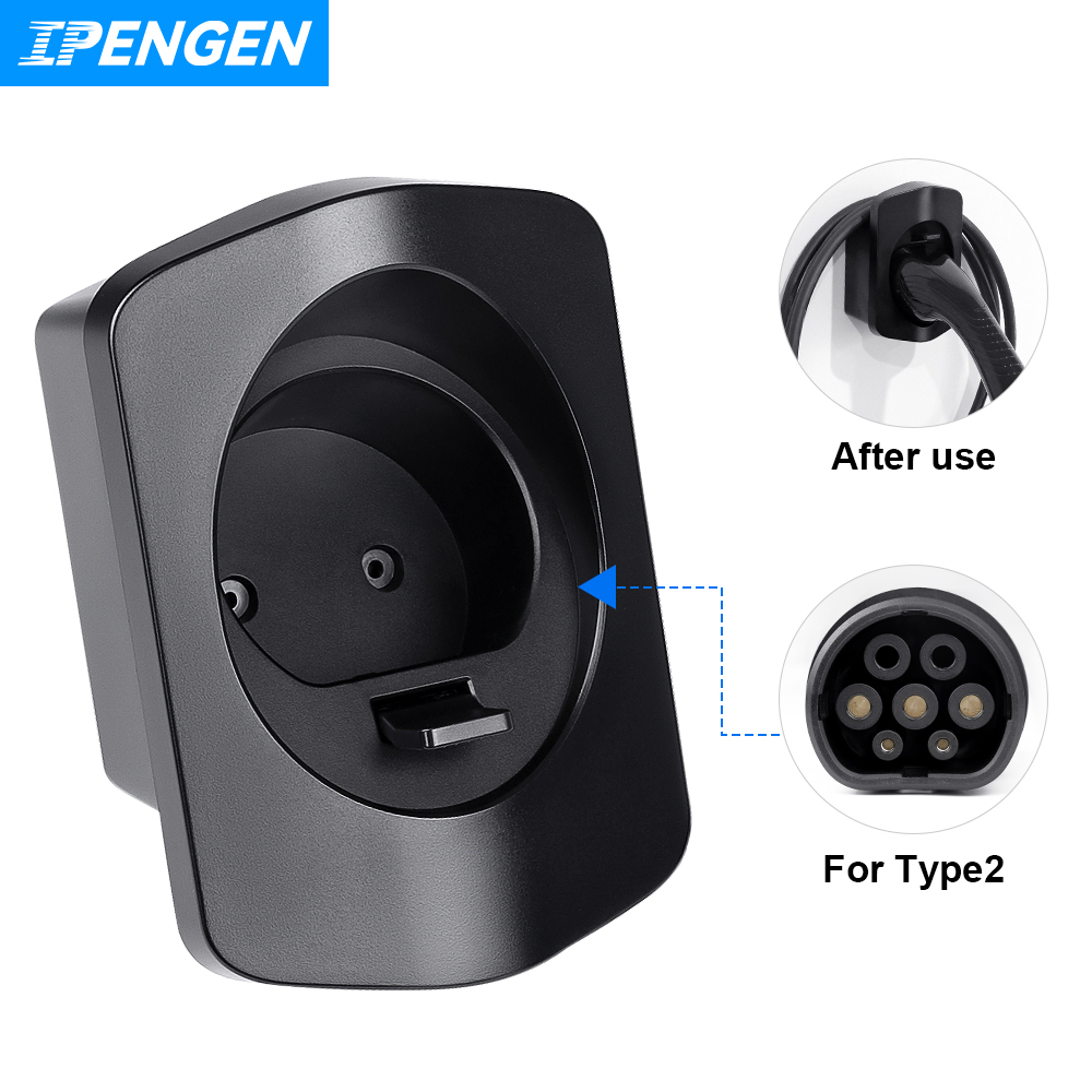 Car Cable Organizer - Ipengen แท่นชาร์จโทรศัพท์สำหรับปลั๊กปลั๊กคอนเนคเตอร์แบบที่2กล่องติดผนังป้องกันพิเศษตัวยึดสายเคเบิลชาร์จในรถยานพาหนะไฟฟ้า