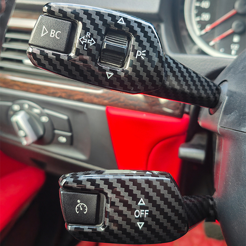 Car Wiper - ฝาครอบสวิตช์ก้านปัดน้ำฝนและไฟเลี้ยวคาร์บอน สำหรับพวงมาลัยรถยนต์ BMW ซีรีส์ 3 4