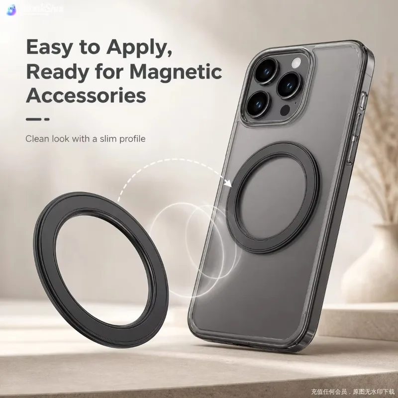 Car Phone Holder - สำหรับที่วางโทรศัพท์แบบวงแหวนแม่เหล็กแรงสูง Magsafe ที่ยึดติดผนังด้วยแม่เหล็ก ที่ยึดโทรศัพท์มือถือบนคอนโซลรถยนต์ สำหรับ iPhone