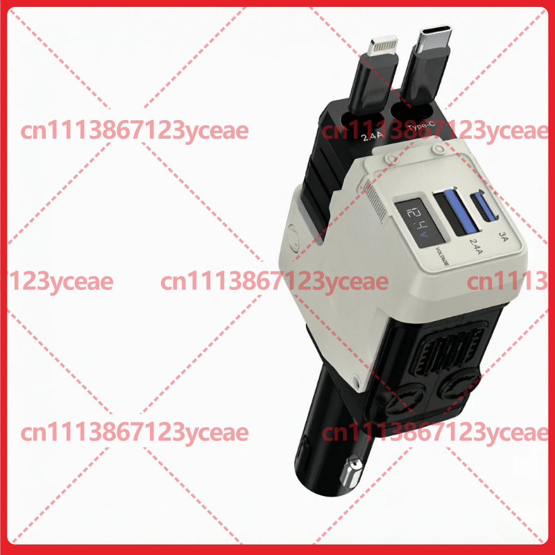 Car Charger - สำหรับที่ชาร์จในรถยนต์ Mecha 120W ชาร์จเร็วพิเศษ ที่ชาร์จโทรศัพท์ในรถยนต์ พร้อมสายชาร์จแบบยืดหดได้ในตัว