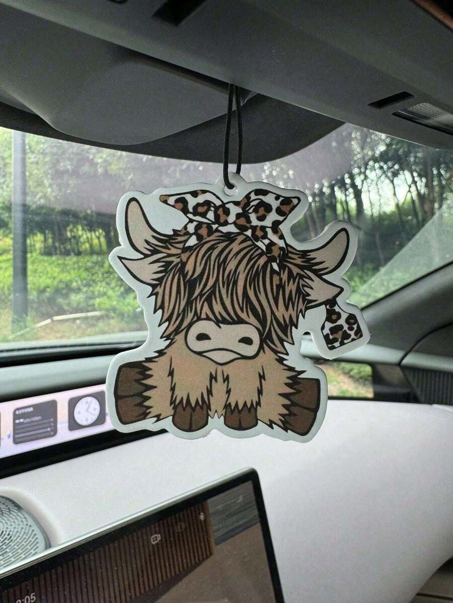 Car Air Freshener - น้ำหอมปรับอากาศในรถยนต์รูปวัวไฮแลนด์การ์ตูน สำหรับแขวนตกแต่งกระจกมองหลังภายในรถ