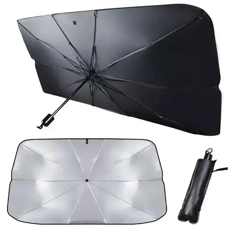 Windshield Sun Shade - แผ่นบังแดดกระจกรถยนต์แบบพับได้ ร่มบังแดดหน้ารถ ป้องกันรังสียูวีและความร้อน พกพาสะดวก