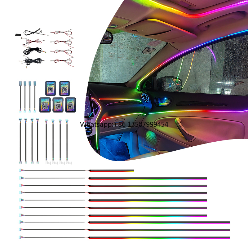 Car Led Light - ชุดไฟตกแต่งภายในรถยนต์แบบปรับแต่งได้จากโรงงาน OEM ชุดไฟสร้างบรรยากาศในรถยนต์ 18/22 in 1